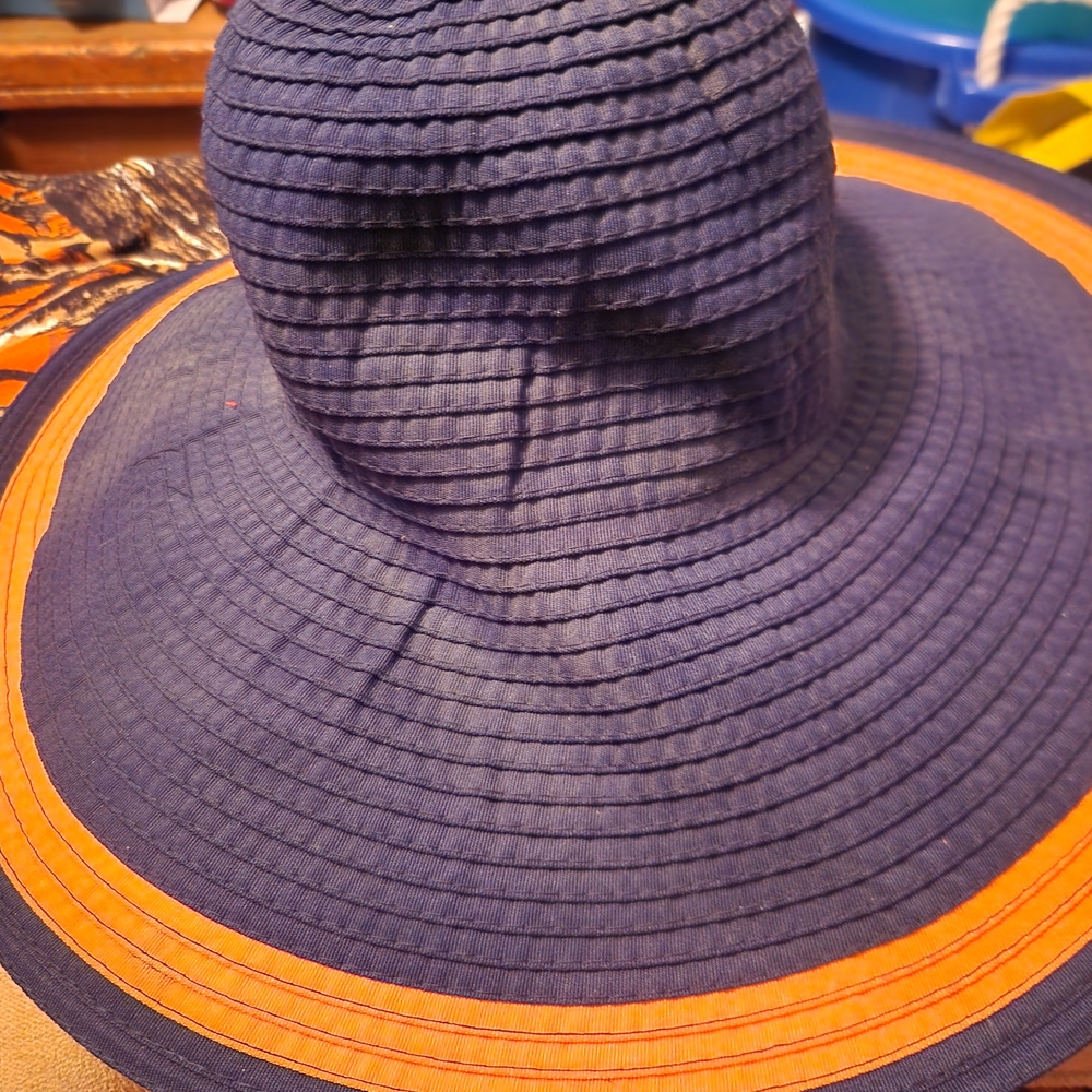 Ralph Lauren Navy Blue Sun Hat with Orange Trim